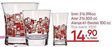 İzmir 3'lü 395cc + Azur 3'lü 300 cc + Alanya 6'lı Bardak 100 cc image