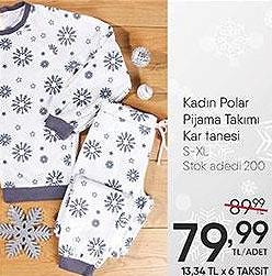 Kadın Polar Pijama Takımı Kar Tanesi image