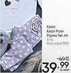 Kadın Kalpli Polar Pijama Tek Alt image