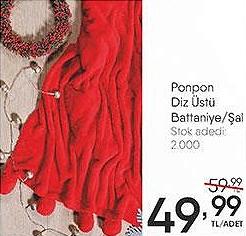 Ponpon Diz Üstü Battaniye/Şal image
