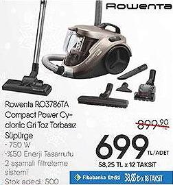 Rowenta 0 Compact Power Cyclonic Gri Toz Torbasız Süpürge image