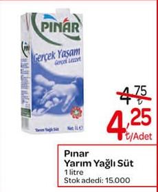 Pınar Yarım Yağlı Süt 1 litre image