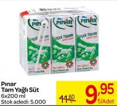 Pınar Tam Yağlı Süt 6x200 ml image