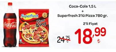 Coca-Cola 1,5 L + Sperfresh 3'lü Pizza 780 gr image