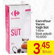 Carrefour Yarım Yağlı Süt 1 litre image