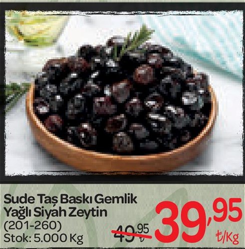 Sude Taş Baskı Gemlik Yağlı Siyah Zeytin (201-260) Kg image