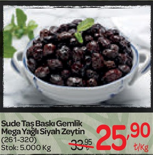 Sude Taş Baskı Gemlik Mega Yağlı Siyah Zeytin (261-320) Kg image