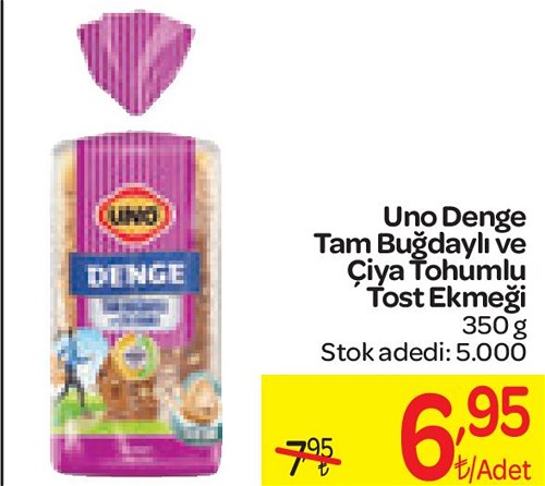 Uno Denge Tam Buğdaylı ve Çiya Tohumlu Tost Ekmeği 350 g image