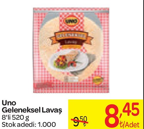 Uno Geleneksel Lavaş 8'li 520 g image