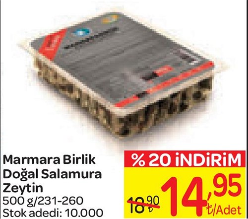 Marmara Birlik Doğal Salamura Zeytin 500 g / 231-260 image