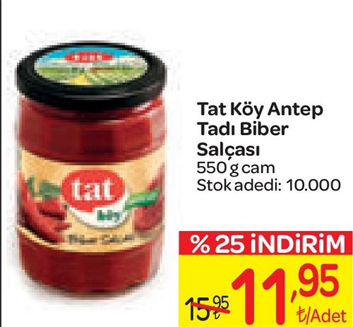 Tat Köy Antep Tadı Biber Salçası 550 g Cam image