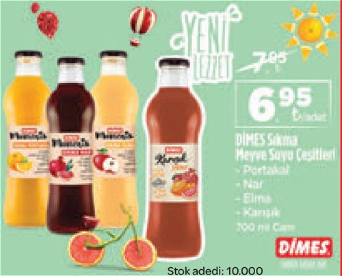 Dimes Sıkma Meyve Suyu Çeşitleri 700 ml image