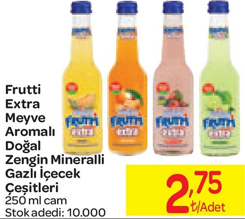 Frutti Extra Meyve Aromalı Doğal Zengin Mineralli Gazlı İçecek Çeşitleri 250 ml image