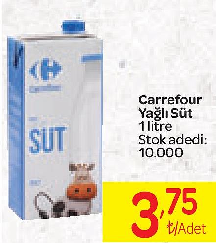 Carrefour Yağlı Süt 1 litre image