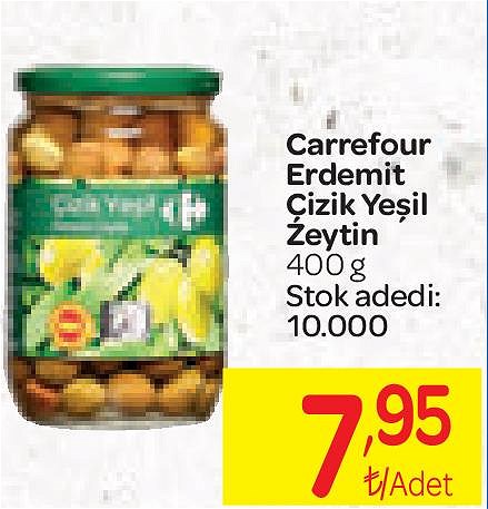 Carrefour Edremit Çizik Yeşil Zeytin 400 g  image