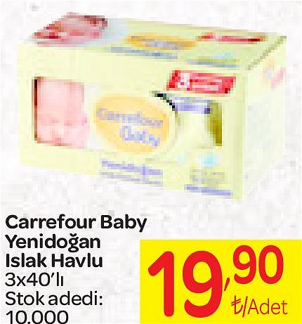 Carrefour Baby Yenidoğan Islak Havlu 3x40'lı image