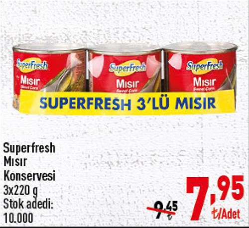 SuperFresh Mısır Konservesi 3x220 g image