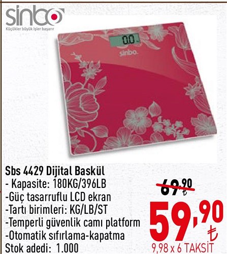 Sinbo Sbs 4429 Dijital Baskül image