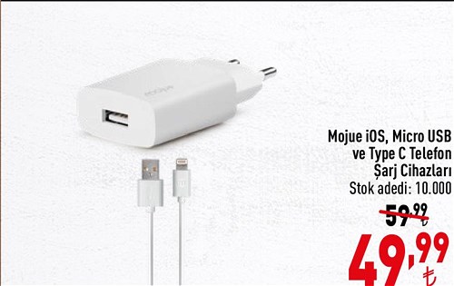 Mojue iOS/Micro Usb ve Type C Telefon Şarj Cihazları image