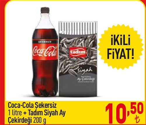 Coca Cola Şekersiz 1 l+Tadım Siyah Ay Çekirdeği 200 g image