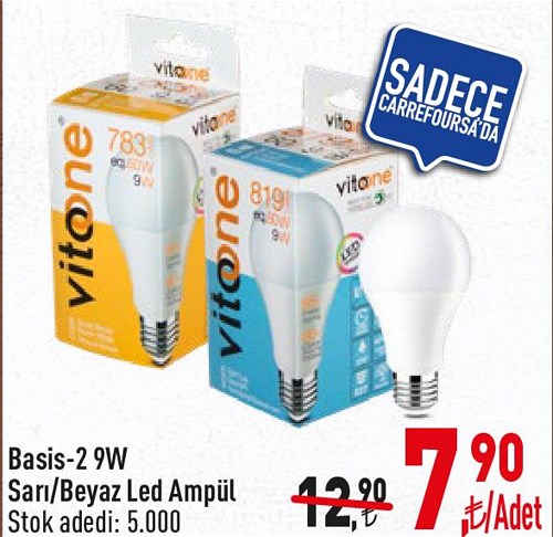 Basis 2 9W Sarı/Beyaz Led Ampul image