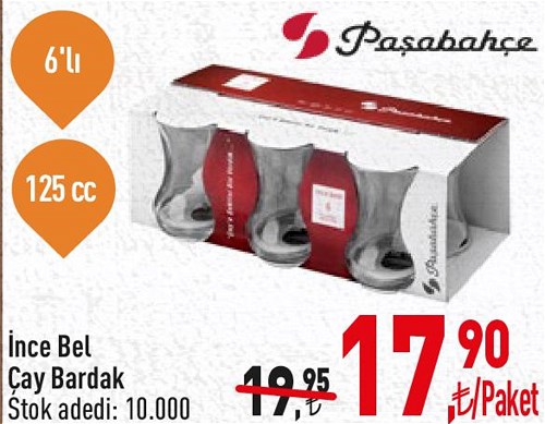 Paşabahçe İnce Bel Çay Bardak 6'lı 125 cc image