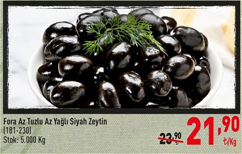 Fora Az Tuzlu Az Yağlı Siyah Zeytin (181-230) Kg image