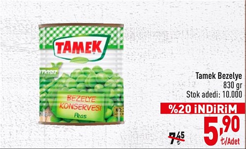 Tamek Bezelye 830 gr image