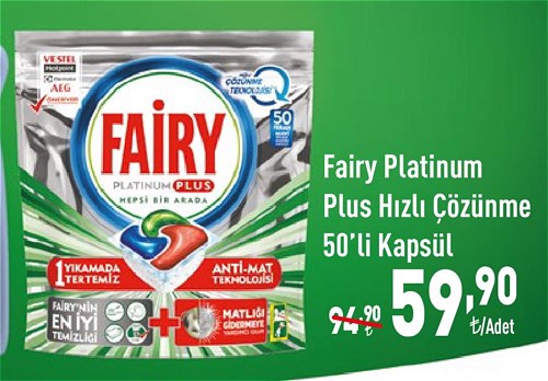 Fairy Platinum Plus Hızlı Çözünme 50'li Kapsül  image