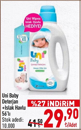 Uni Baby Deterjan+Islak Havlu 56'lı Hediye image