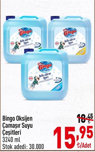 Bingo Oksijen Çamaşır Suyu Çeşitleri 3240 ml image