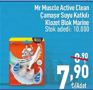 Mr. Muscle Active Clean Çamaşır Suyu Katkılı Klozet Blok Marine image