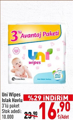 Uni Wipes Islak Havlu 3'lü Paket image