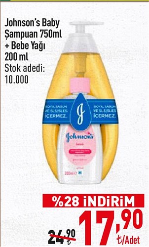 Johnson's Baby Şampuan 750 ml+Bebe Yağı 200 ml image