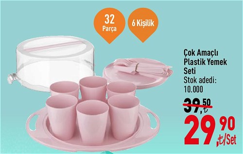 Çok Amaçlı Plastik Yemek Seti 32 Parça image