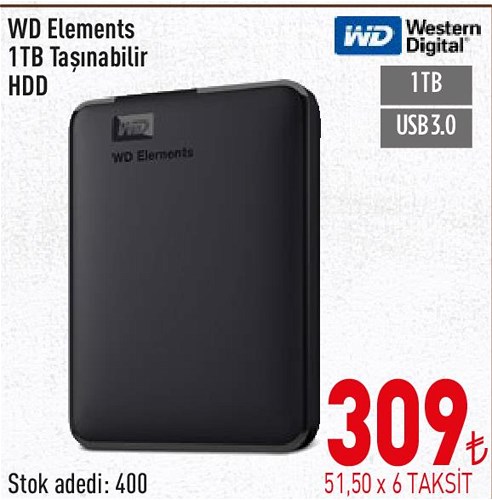 WD Elements 1TB Taşınabilir Hdd image