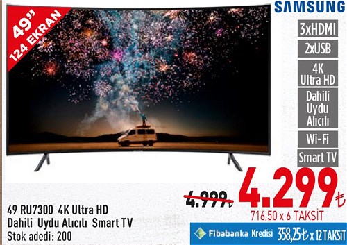 Samsung 49RU7300 4K Ultra Hd Dahili Uydu Alıcılı Smart Tv  image