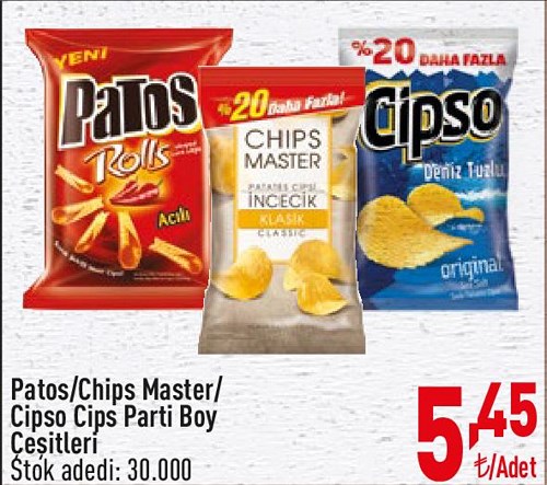 Patos/Chips Master/Cipso Cips Parti Boy Çeşitleri/Adet image