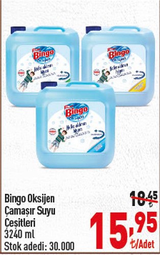 Bingo Oksijen Çamaşır Suyu Çeşitleri 3240 ml image