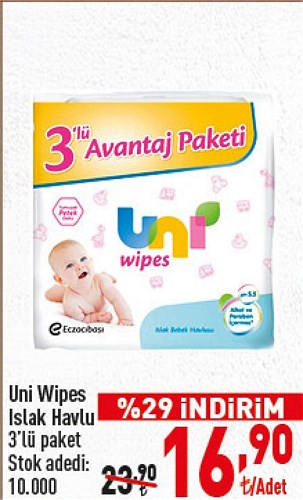 Uni Wipes Islak Havlu 3'lü Paket image