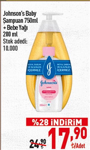 Johnson's Baby Şampuan 750 ml+Bebe Yağı 200 ml image