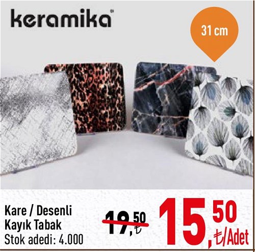 Keramika Kare/Desenli Kayık Tabak 31 cm image