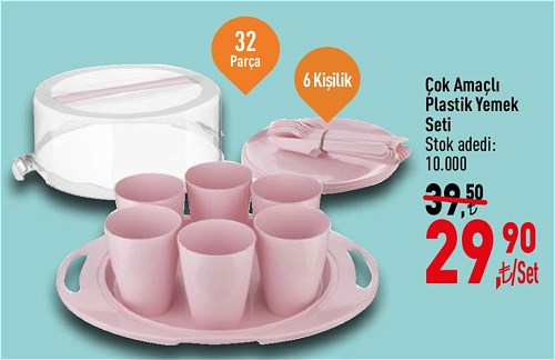 Çok Amaçlı Plastik Yemek Seti 32 Parça image