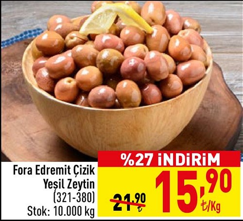 Fora Edremit Çizik Yeşil Zeytin (321-380) kg image