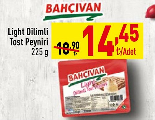 Bahçıvan Light Dilimli Tost Peyniri 225 g image