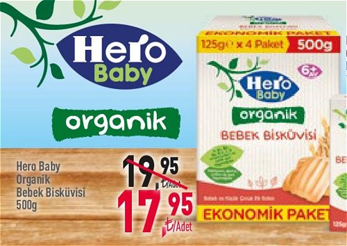 Hero Baby Organik Bebek Bisküvisi 500 g image