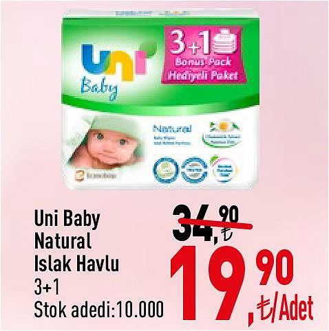 Uni Baby Natural Islak Havlu 3+1 image