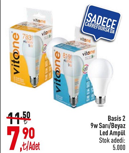 Basis 2 9W Sarı/Beyaz Led Ampul image