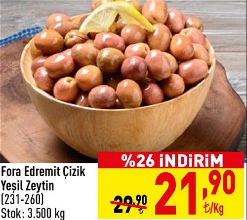 Fora Edremit Çizik Yeşil Zeytin (231-260) kg image