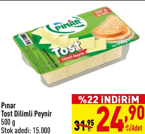 Pınar Tost Dilimli Peynir 500 g image